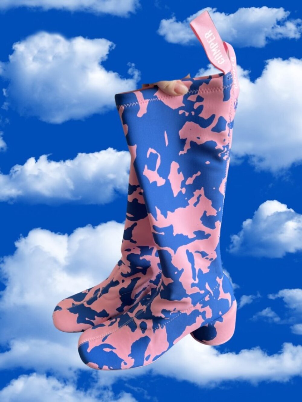 Camper Niki Pink and Blue Abstract Print Knee-High Boots EU 37 MSRP $200